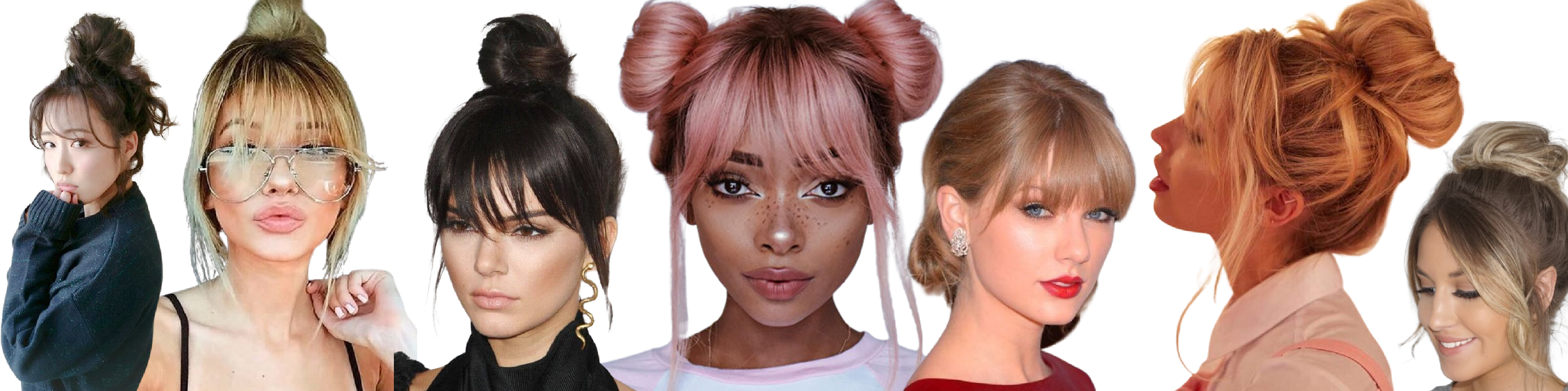buns bangs and bun hairstyle