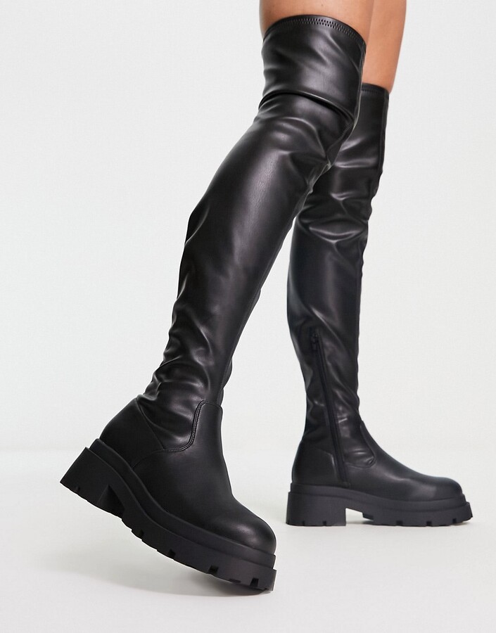 asos-design-kieran-chunky-flat-over-the-knee-boots-in-black